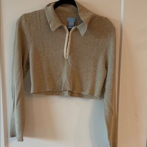 SO Blue Sigrid Olsen Ribbed Sweater Crop Top
